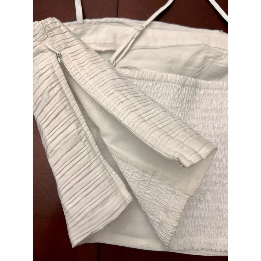 NWT Madewell Women's Poplin Pleated Smocked Crop Tube Top Eyelet White Sz: 12 - Picture 4 of 7